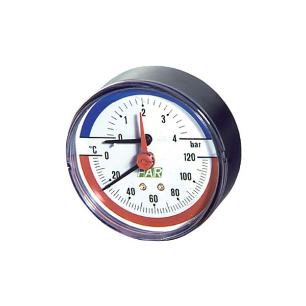 FAR Термоманометр FAR FA 2550 0-4 бар, 0-120 °C, O 80 мм, торцевое соединение 1/2"