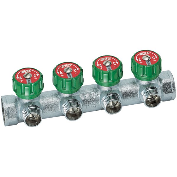 FAR Регулирующий коллектор Far FK 3823 3/4" (ВР-ВР) с 4 отводами 1/2" Flat-Faced