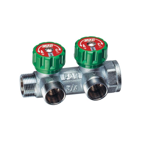 FAR Регулирующий коллектор Far FK 3825 1" с 2 отводами М24х19
