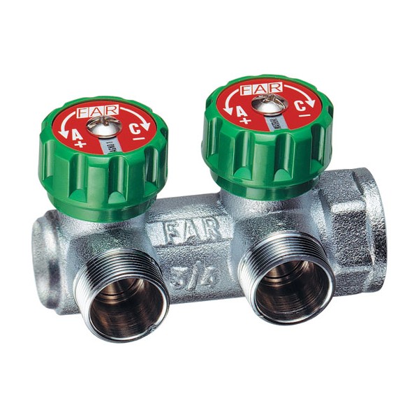 FAR Регулируемый концевой коллектор Far FK 3826 3/4" с 2 отводами М24х19