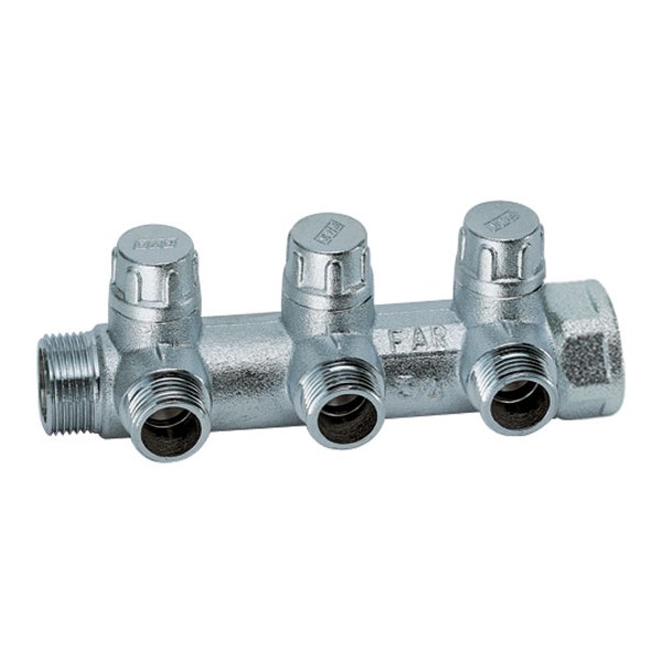 FAR Запорный коллектор Far FK 3870 1" (ВР-НР) с 3 отводами 3/4" Flat-Faced