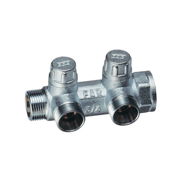 FAR Запорный коллектор FAR FK 3875 1" НР-ВР с 2 отводами М24х19