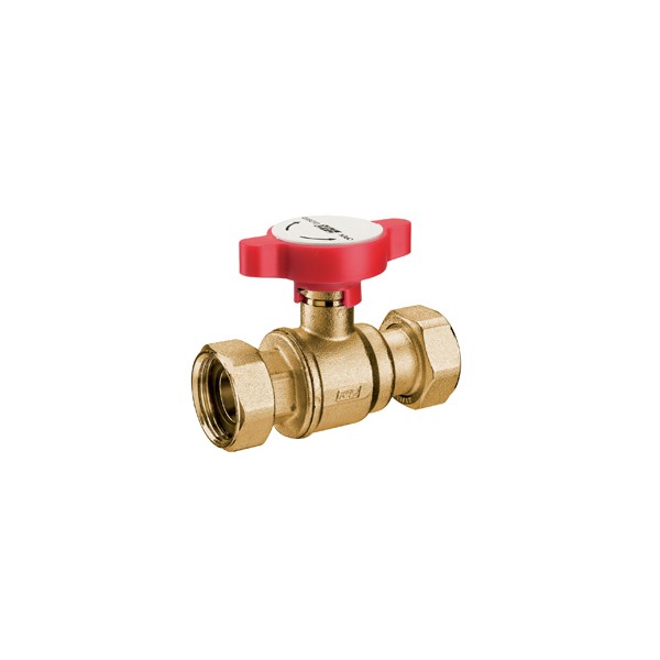 FAR Кран шаровой FAR 3/4" х 3/4", латунный, с гайками., синяя ручка